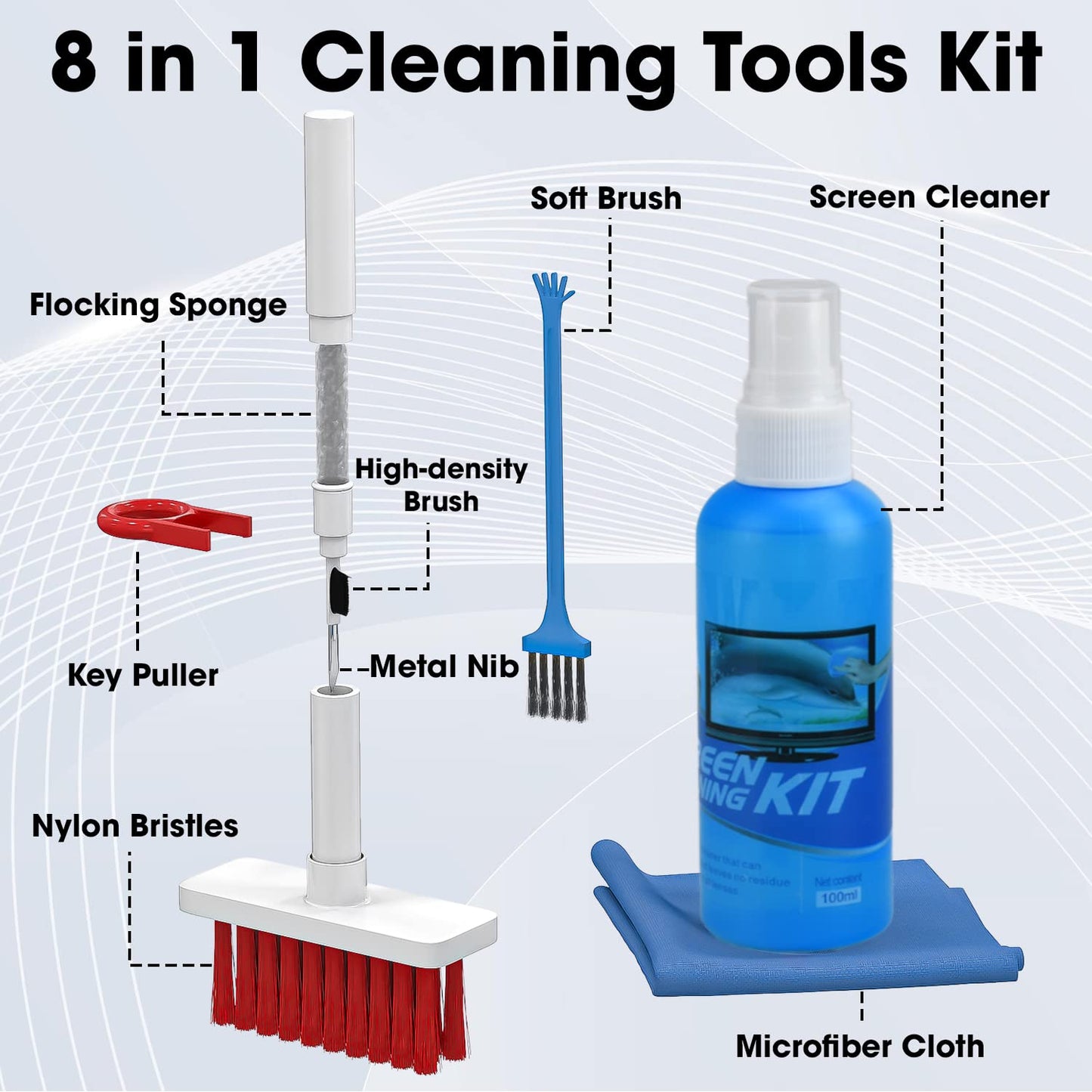 Sounce 5-in-1 Multi-Function Laptop Cleaning Brush/Keyboard Cleaning kit/Gadget Cleaning kit Gap Duster Key-Cap Puller for Laptop, Keyboard and Earphones