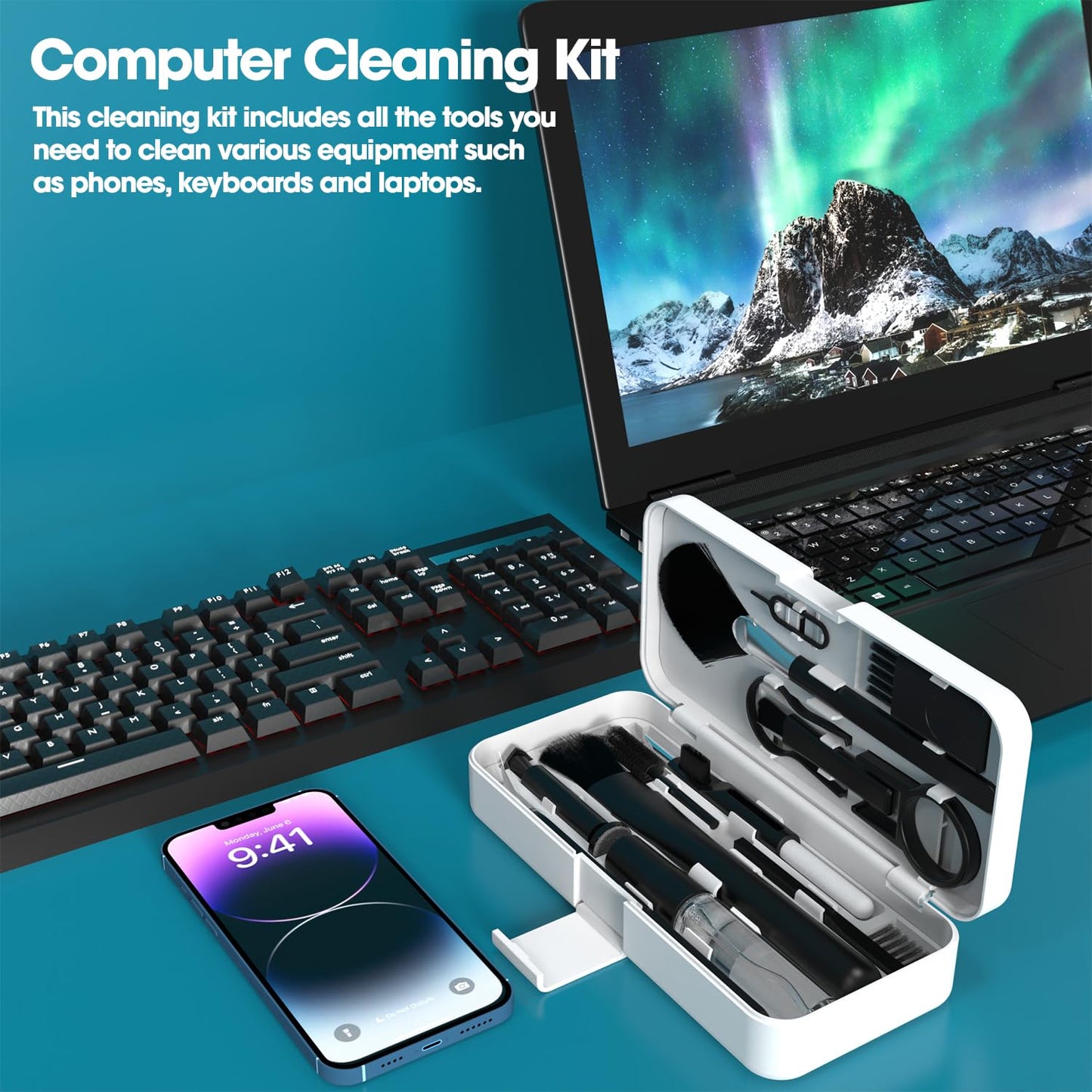 Sounce 5-in-1 Multi-Function Laptop Cleaning Brush/Keyboard Cleaning kit/Gadget Cleaning kit Gap Duster Key-Cap Puller for Laptop, Keyboard and Earphones